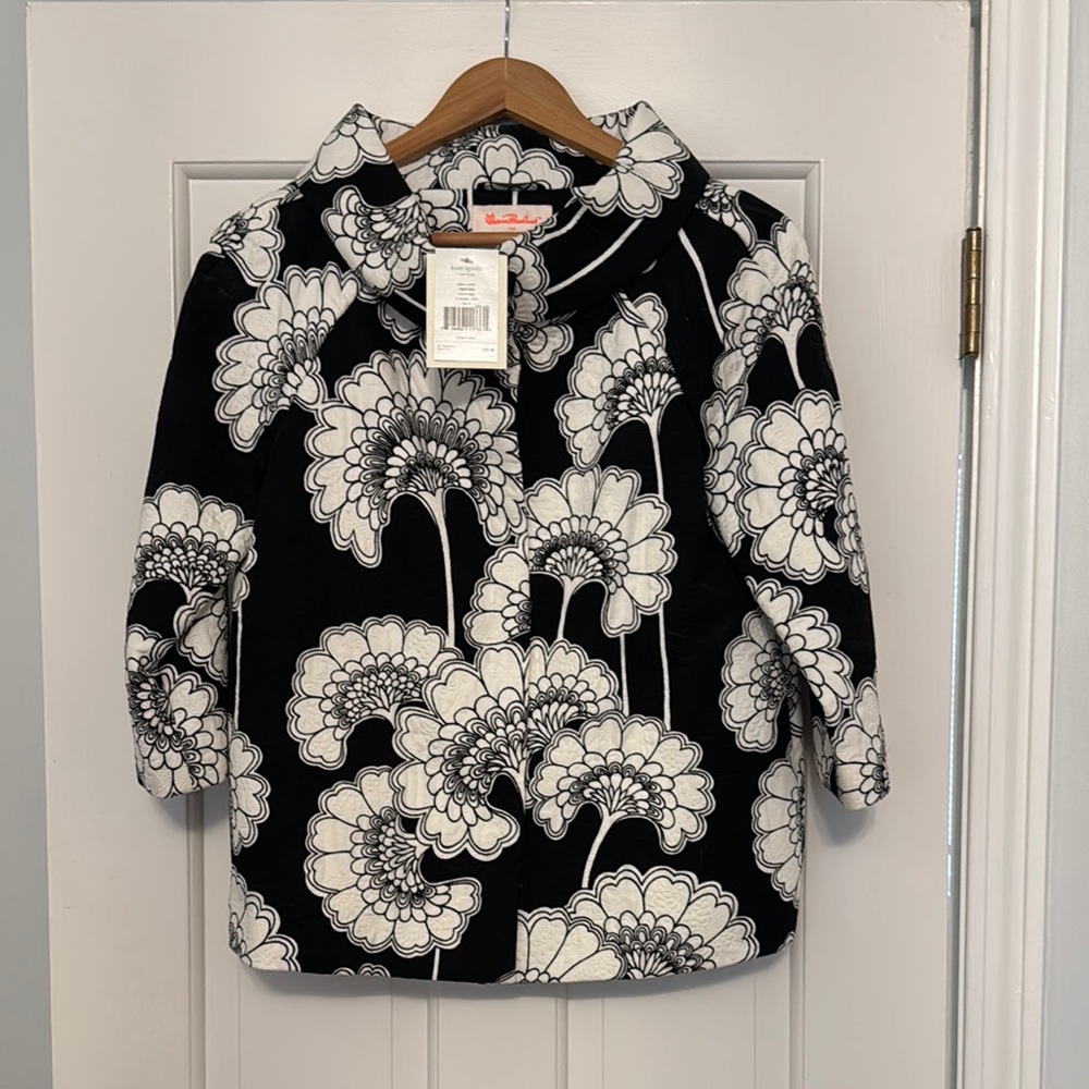 Kate Spade Black and White Floral Jacket